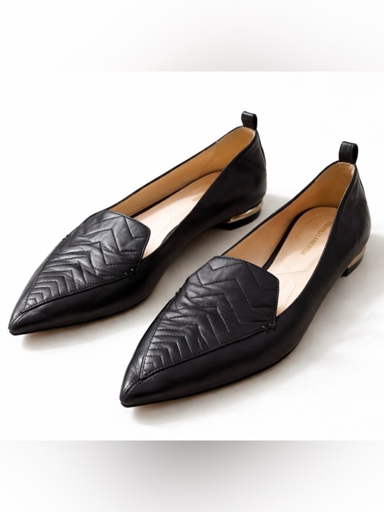 Nicholas Kirkwood Shoes - Nicholas Kirkwood Beya Black Quilted Leather Flats Italy Pointed Toe Size 38/8